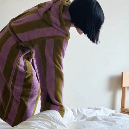 Ultra Soft Retro Whimsical Stripe Bath Robe - 100% Organic