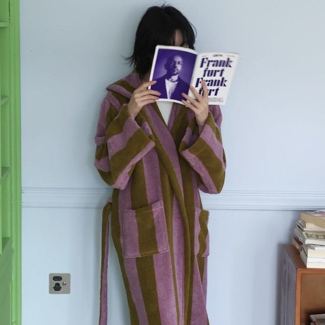 Ultra Soft Retro Whimsical Stripe Bath Robe - 100% Organic