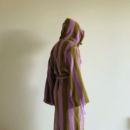 Ultra Soft Retro Whimsical Stripe Bath Robe - 100% Organic
