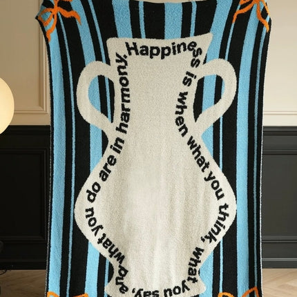 Ultra Soft Whimsical Cute Stripe Vase Throw Blanket - Warm Thick