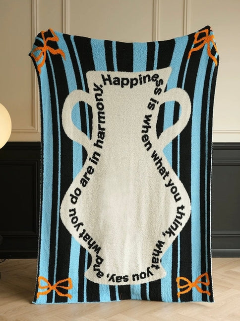 Ultra Soft Whimsical Cute Stripe Vase Throw Blanket - Warm Thick