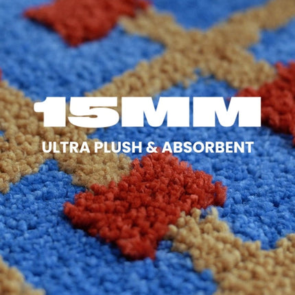 Ultra Soft Whimsical Dopamine Checker Bath Rug, Absorbent Mat
