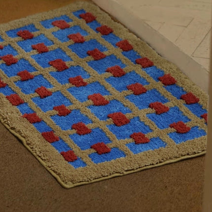 Ultra Soft Whimsical Dopamine Checker Bath Rug, Absorbent Mat