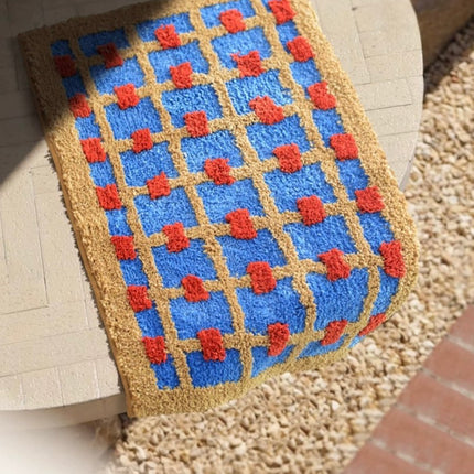 Ultra Soft Whimsical Dopamine Checker Bath Rug, Absorbent Mat
