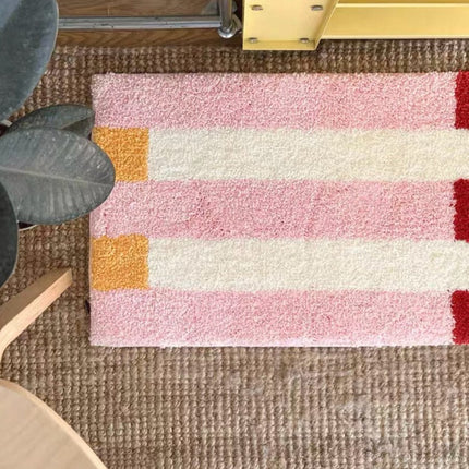Ultra Soft Whimsical Dopamine Stripe Bath Rug, Absorbent Mat