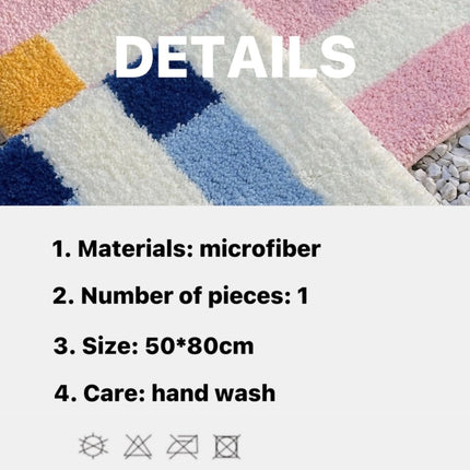 Ultra Soft Whimsical Dopamine Stripe Bath Rug, Absorbent Mat