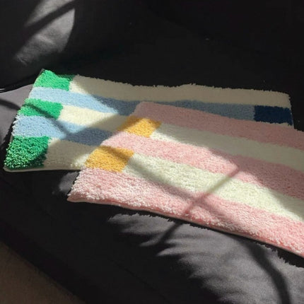 Ultra Soft Whimsical Dopamine Stripe Bath Rug, Absorbent Mat