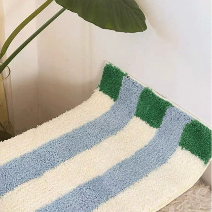 Ultra Soft Whimsical Dopamine Stripe Bath Rug, Absorbent Mat