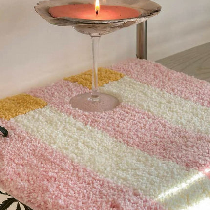 Ultra Soft Whimsical Dopamine Stripe Bath Rug, Absorbent Mat
