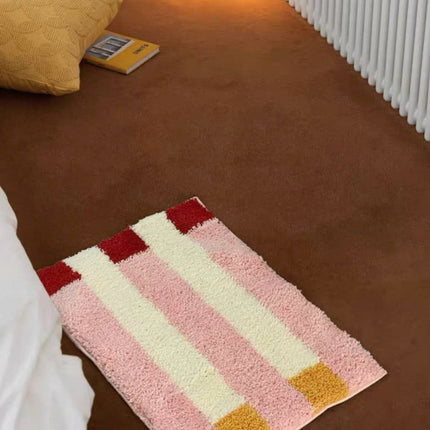Ultra Soft Whimsical Dopamine Stripe Bath Rug, Absorbent Mat