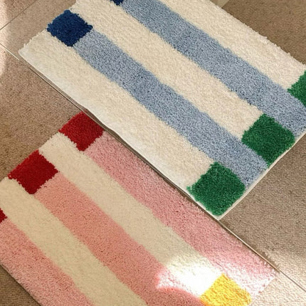 Ultra Soft Whimsical Dopamine Stripe Bath Rug, Absorbent Mat