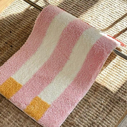 Ultra Soft Whimsical Dopamine Stripe Bath Rug, Absorbent Mat