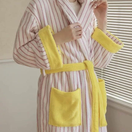 Ultra Soft Whimsical Stripe Bathrobe - 100% Organic Long-stapled Cotto