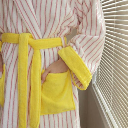 Ultra Soft Whimsical Stripe Bathrobe - 100% Organic Long-stapled Cotto