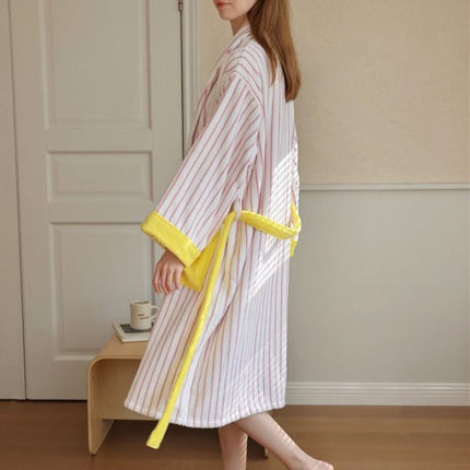 Ultra Soft Whimsical Stripe Bathrobe - 100% Organic Long-stapled Cotto