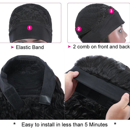 Headband Wig Loose Deep Wave Human Hair Scarf Wig No GLUE Easy Wear
