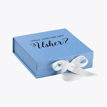 Will You Be My Usher? Proposal Box Light Blue w/ white Bow- No Border