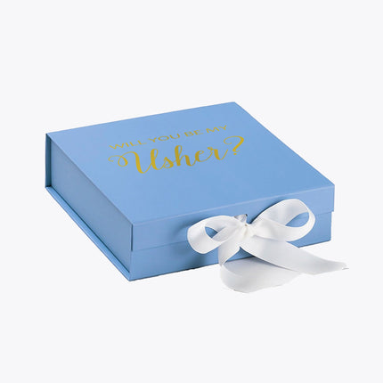 Will You Be My Usher? Proposal Box Light Blue w/ white Bow- No Border