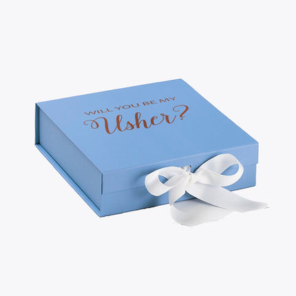 Will You Be My Usher? Proposal Box Light Blue w/ white Bow- No Border