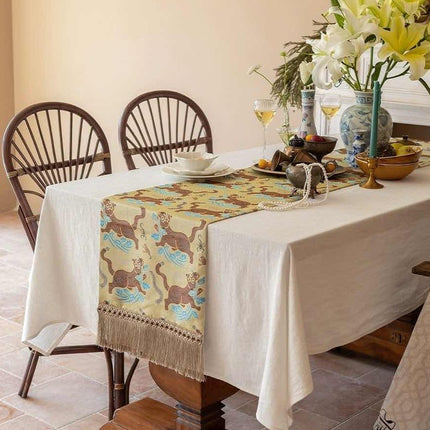 Vintage Oriental Style Table Runner for Elegant Festive Table Setting