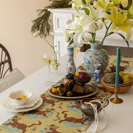 Vintage Oriental Style Table Runner for Elegant Festive Table Setting