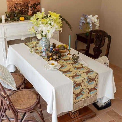 Vintage Oriental Style Table Runner for Elegant Festive Table Setting