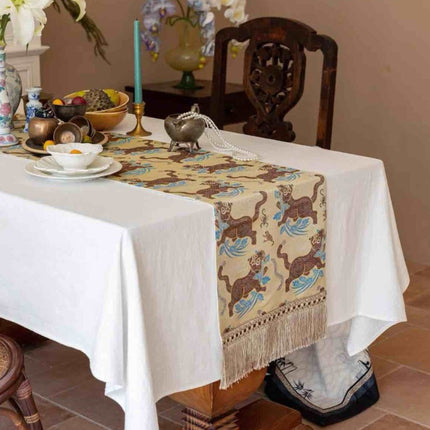 Vintage Oriental Style Table Runner for Elegant Festive Table Setting