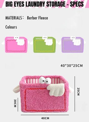 Whimsical Eclectic Big Eyes Plush Cute Laundry Storage Baskets -