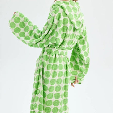 Whimsical Polka Dot Hooded Bath Robe - 100% Organic Long-stapled