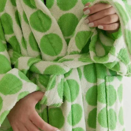 Whimsical Polka Dot Hooded Bath Robe - 100% Organic Long-stapled