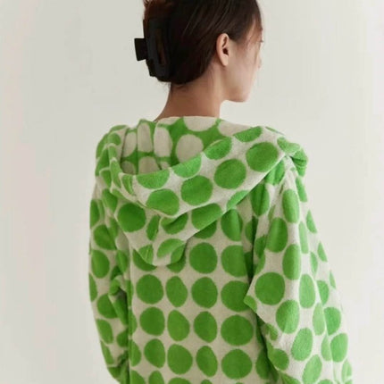 Whimsical Polka Dot Hooded Bath Robe - 100% Organic Long-stapled