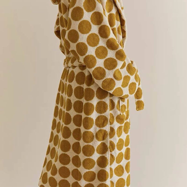 Whimsical Polka Dot Hooded Bath Robe - 100% Organic Long-stapled