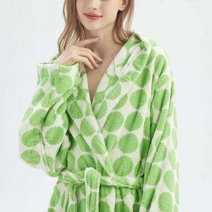Whimsical Polka Dot Hooded Bath Robe - 100% Organic Long-stapled