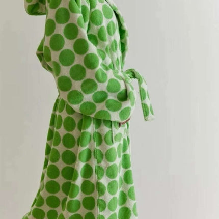 Whimsical Polka Dot Hooded Bath Robe - 100% Organic Long-stapled