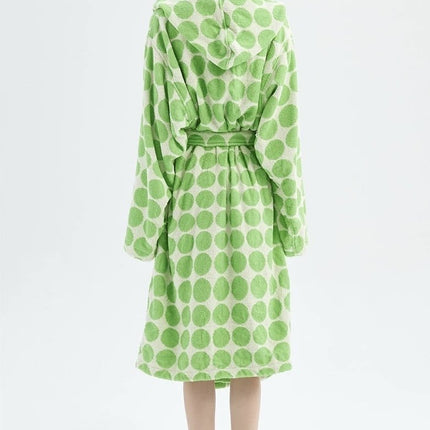 Whimsical Polka Dot Hooded Bath Robe - 100% Organic Long-stapled