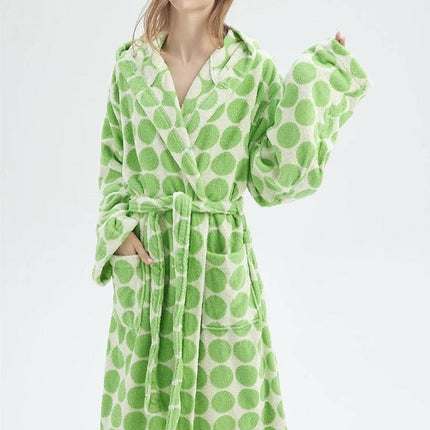 Whimsical Polka Dot Hooded Bath Robe - 100% Organic Long-stapled