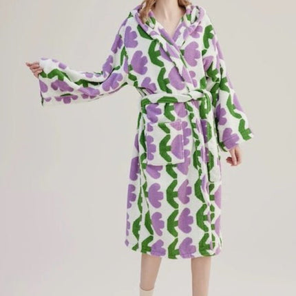 Whimsical Tulip Hooded Bath Robe - 100% Organic Long-stapled Cotton