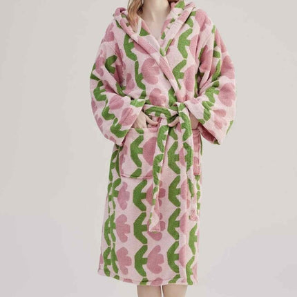 Whimsical Tulip Hooded Bath Robe - 100% Organic Long-stapled Cotton