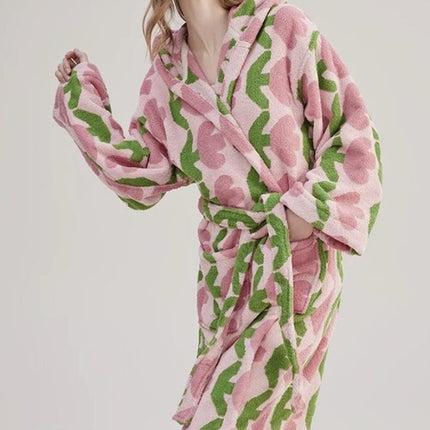 Whimsical Tulip Hooded Bath Robe - 100% Organic Long-stapled Cotton