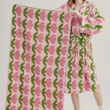 Whimsical Tulip Hooded Bath Robe - 100% Organic Long-stapled Cotton