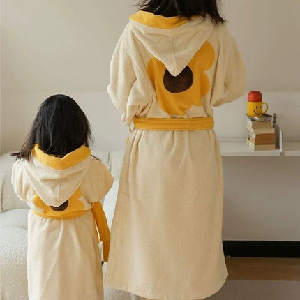 Whimsical Ultra Soft Sunflower Hooded Bathrobe - 100% Organic Long-sta
