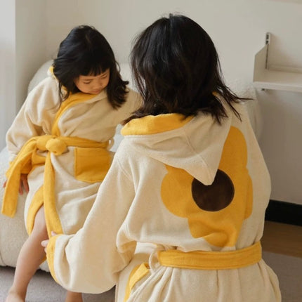 Whimsical Ultra Soft Sunflower Hooded Bathrobe - 100% Organic Long-sta