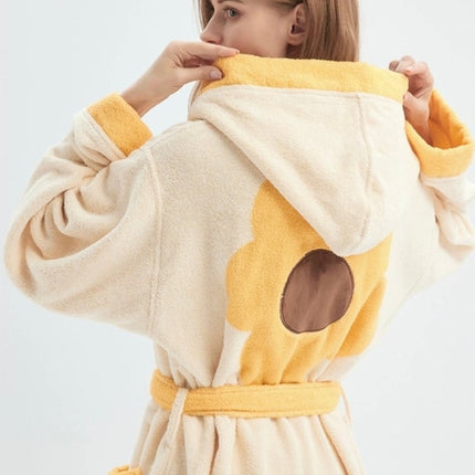 Whimsical Ultra Soft Sunflower Hooded Bathrobe - 100% Organic Long-sta