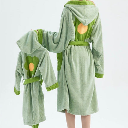 Whimsical Ultra Soft Sunflower Hooded Bathrobe - 100% Organic Long-sta
