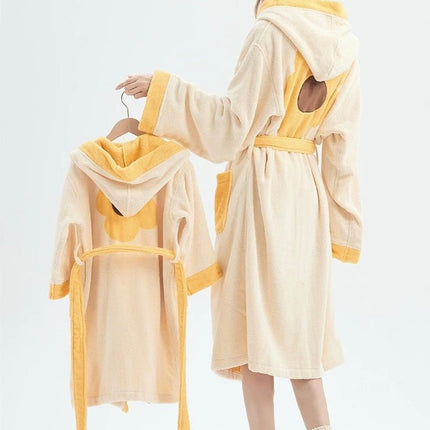 Whimsical Ultra Soft Sunflower Hooded Bathrobe - 100% Organic Long-sta