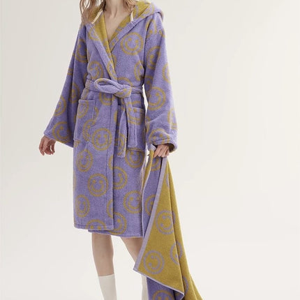 Whimsy Funky Smiley Face Hooded Robe - Soft 100% Organic Long-stapled