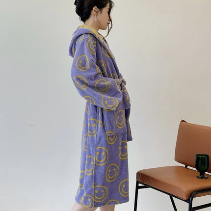 Whimsy Funky Smiley Face Hooded Robe - Soft 100% Organic Long-stapled