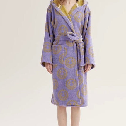 Whimsy Funky Smiley Face Hooded Robe - Soft 100% Organic Long-stapled