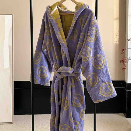 Whimsy Funky Smiley Face Hooded Robe - Soft 100% Organic Long-stapled