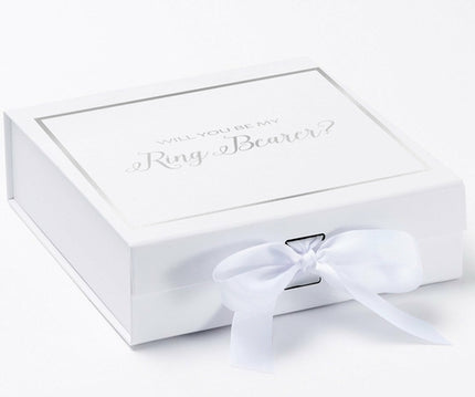 Will You Be My Ring Bearer? Proposal Box White -  Border